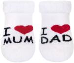 New Baby şosetele de bumbac pentru bebeluşi New Baby albe I Love Mum and Dad, mărime 62 (3-6l)