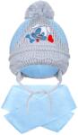 New Baby Căciuliţă de iarnă pentru copii cu eşarfă New Baby, culoare albastru deschis, model căţeluş, mărime 104 (3-4ani)