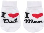 NEW BABY şosete de bumbac pentru sugari New Baby I Love Mum and Dad albe, mărime 62 (3-6l)