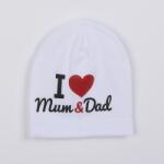 New Baby Căciulă pentru copii New Baby I Love Mum and Dad albă, mărime 9-18 l