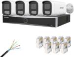 Rovision Kit supraveghere 4 camere IP 4MP Lentila 4mm IR 50M Lumina Alba 50m Microfon, NVR 4 Canale PoE 12MP, Cablu CAT6 FTP Si Mufe SafetyGuard Surveillance