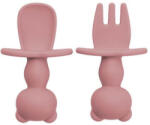 Set Tacamuri din silicon The Little Bear, 6 luni+, Old Rose, Appekids Set pentru masa bebelusi