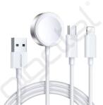JOYROOM töltőkábel 3in1 (USB - lightning/Type-C, Apple Watch töltő, wireless, gyorstöltő, 120cm) FEHÉR