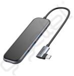 Baseus Type-C HUB 5in1 (aktív, elosztó, HDMI 4K+3 USB+Type-C aljzat, PD gyorstöltő) SZÜRKE