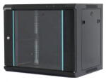 Dateup Rack Dateup 6U 600x600, montare pe perete, usa din sticla, panouri laterale detasabile si securizate, dezasamblat, culoare negru RAL 9004, DATEUP (MP.6606.9001)