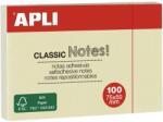 APLI Blocul autocolant, 50x75 mm, 100 de coli, APLI "Classic", galben 10971 (10971)