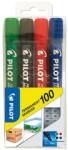 Pilot Marker cu alcool, 1 mm, conic, PILOT "Permanent Marker 100", 4 culori SCA-100-S4 (SCA-100-S4)