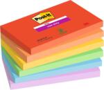 3M POSTIT Bloc de notițe autocolante, 76x127 mm, 6x90 coli, 3M POSTIT "Super Sticky Playful", culori mixte 7100258796 (7100258796)