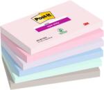 3M POSTIT Bloc de notițe autocolante, 76x127 mm, 6x90 coli, 3M POSTIT "Super Sticky Soulful", culori mixte 7100259202 (7100259202)