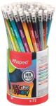 Maped Creion de grafit cu gumă de șters, suport pentru creion, HB, triunghiular, MAPED "BlackPeps Energy", 6 modele diferite 852002 (852002)