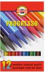 KOH-I-NOOR Set de creioane colorate, cilindrice, fără lemn, KOH-I-NOOR "Progresso 8756/12", 12 culori diferite 8756012007PZ (8756012007PZ)