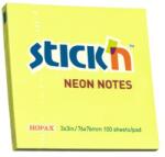 STICK N Bloc de notițe autocolante STICKN 76x76mm galben 100 foi 21133 (21133)