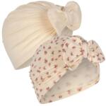 Konges Sløjd Caciulita cu fundita cu protectie din bumbac organic - BUTTERCREAM/BLOOMIE - Konges Sløjd