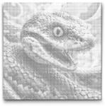  PontPöttyöző - Kígyó türkiz és narancs árnyalatokban Méret: 50x50cm, Keretezés: Keret nélkül (csak a vászon), Szín: Piros