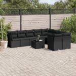vidaXL Set canapele de grădină cu perne, 10 piese, negru, poliratan (3250014)