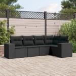 vidaXL Set mobilier de grădină cu perne, 5 piese, negru, poliratan (3222524)