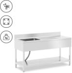 Royal Catering Mosogató asztal - 1 medence - rozsdamentes acél - 160 x 60 x 97 cm - Royal Catering (RCGS-1B1600D6)