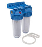 Everpro Vízszűrő DUPLA 10"-os házzal 1"-os csatlakozással, szitás+szénszűrővel (EWY-2F11/10) (EWY-2F11/10)