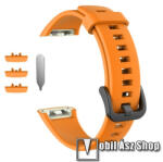  Okosóra szíj - szilikon - NARANCSSÁRGA - 120mm + 78mm hosszú - HUAWEI Band 6 / HONOR Band 6 / HONOR Band 7