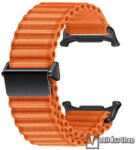  Okosóra Trail Band sportszíj - szövet, csatos, légáteresztő, széles hullámos kialakítás, gyorskioldós - NARANCSSÁRGA - 240mm hosszú - SAMSUNG Galaxy Watch Ultra (SM-L705)
