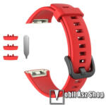  Okosóra szíj - szilikon - PIROS - 120mm + 78mm hosszú - HUAWEI Band 6 / HONOR Band 6 / HONOR Band 7