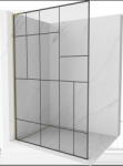 Mexen Kioto L, Walk-In zuhany paraván 90 x 200 cm, 8 mm átlátszó üveg fekete mintás, arany fényes profil, 800-090-103-50-78 (800-090-103-50-78)