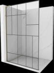 Mexen Kioto L, Walk-In zuhany paraván 120 x 200 cm, 8 mm átlátszó üveg fekete mintás, arany fényes profil, 800-120-103-50-78 (800-120-103-50-78)