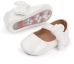 SuperBaby Pantofiori albi din lac cu fundita din organza