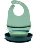  NATTOU Set de sufragerie silicon cu bavetă 4 buc verde fără BPA (876803) Set pentru masa bebelusi
