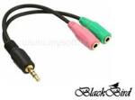 BlackBird Átalakító Headset Stereo jack 1x 3.5mm 4 pin male to 2x 3.5mm 3 pin female (CTIA) (BH1262) (BH1262)