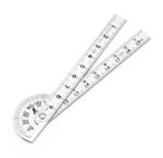 SHINWA japán rozsdamentes acél 180°-os szögmérő vonalzóval - 200 mm