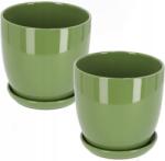 Kotarbau capac pentru ghiveci de flori din ceramică cu bază verde ⌀15 cm - 2 buc (ZSY1020)