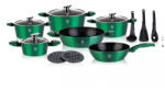 Grunberg Set oale 15 piese Grunberg, 6 vase compatibile plita inductie, 4 capace, 3 ustensile, 2 suport, Verde (GR2715V)