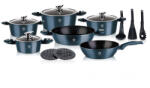 Grunberg Set oale 15 piese Grunberg, 6 vase compatibile plita inductie, 4 capace, 3 ustensile, 2 suport, Albastru (GR2715A)