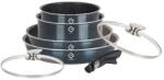 Grunberg Set vase Grunberg 7 piese, 4 vase compatibile cu plita inductie, 2 capace sticla, 1 maner detasabil, Albastru (GR2719A)