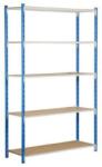 Manorga Velez fém polcállvány, alapkivitel, 200 x 125 x 80 cm, 1500 kg, 5 polc, kék