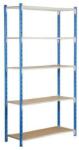 Manorga Velez fém polcállvány, alapkivitel, 200 x 100 x 50 cm, 1500 kg, 5 polc, kék