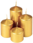  Lépcsős adventi henger gyertya készlet, Ø40 x 40/55/70/85mm - Metál arany (CPM-12)