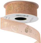 Valex Decor Arany szívecske mintás organza szalag 25mm x 10m - Púder Bézs (PH25-02)