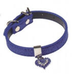 Pet Expert Zgarda pentru caini Pet Expert Glossy Heart, marime S, 1.5 x 27.5 - 35 cm, piele, albastru (422091)