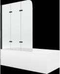 Mexen Cubik téglalap alakú kád 160 x 70 cm burkolattal és 3-szárnyú paravánnal 120 cm, átlátszó, fekete - 550316070X9012037000 (550316070X9012037000)