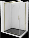 Mexen Omega tolóajtós zuhanykabin 120 x 80 cm, Átlátszó, Arany + zuhanytálca Flat, Fekete - 825-120-080-50-00-4070G (825-120-080-50-00-4070G)