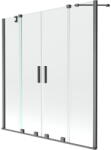 Mexen Velar Duo 2 szárnyas kádparaván mozgatható 140 x 150 cm, Átlátszó, szálcsiszolt gun gray - 896-140-000-02-66 (896-140-000-02-66)