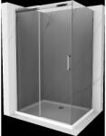 Mexen Omega tolóajtós zuhanykabin 100 x 90 cm, Sötétszürke, Króm + zuhanytálca Flat, bialy - 825-100-090-01-40-4010 (825-100-090-01-40-4010)