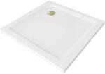 Mexen Flat négyzet alakú slim zuhanytálca 80 x 80 cm, Fehér, szifon Arany - 40108080G (40108080G)