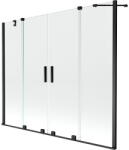 Mexen Velar Duo 2 szárnyas kádparaván mozgatható 200 x 150 cm, Átlátszó, Fekete - 896-200-000-02-70 (896-200-000-02-70)