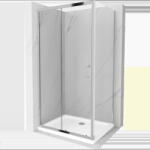 Mexen Apia tolóajtós zuhanykabin 130 x 80 cm, Átlátszó, Króm + zuhanytálca Flat - 840-130-080-01-00-4010 (840-130-080-01-00-4010)