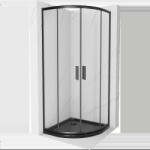 Mexen Rio zuhanykabin félköríves 80 x 80 cm, átlátszó, fekete + Flat, fekete zuhanytálca - 863-080-080-70-00-4170B (863-080-080-70-00-4170B)
