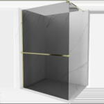 Mexen Kioto+ zuhanyfal polccal és korláttal 80 x 200 cm, Sötétszürke 8 mm, Arany - 800-080-121-50-40 (800-080-121-50-40)