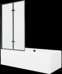 Mexen Cube 170 x 80 cm téglalap alakú kád burkolattal és 2 szárnyas kádparavánnal 100 cm, Fekete minta - 550517080X9210027070 (550517080X9210027070)